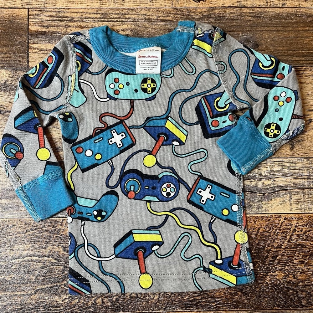 Hanna Andersson Organic Cotton Pajamas Unisex Baby 6-12m Gamer Controllers - Picture 2 of 8